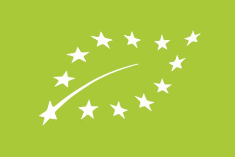 EU-Bio-Siegel auf grünem Hintergrund